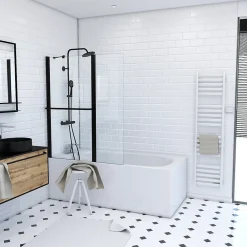 Pare-Baignoire|Galedo Pare baignoire Ibiza volet pivotant noir 130 x 105cm