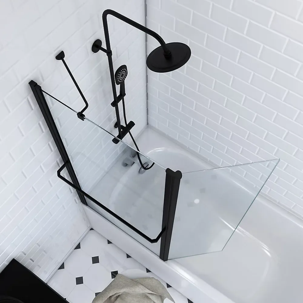 Pare-Baignoire|Galedo Pare baignoire Ibiza volet pivotant noir 130 x 105cm