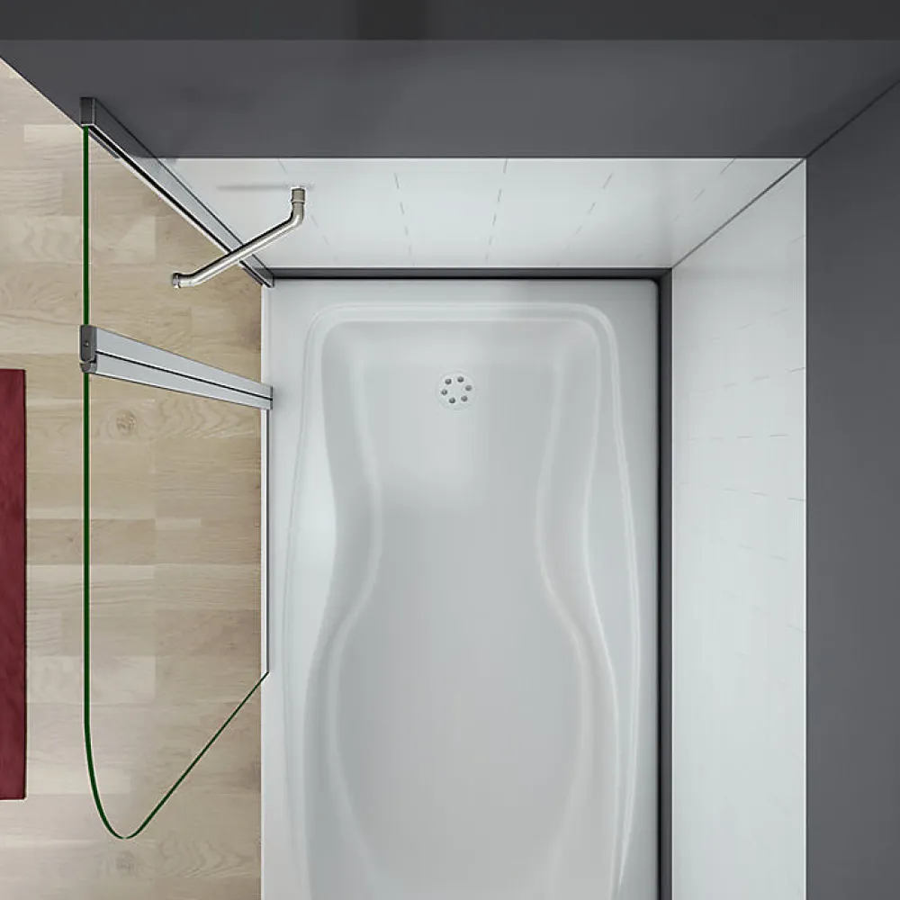 AICA Sanitaire Pare baignoire L.100 x H.140cm pivotant à 180 avec porte-serviette - 5mm verre sécurit - Installation réversible