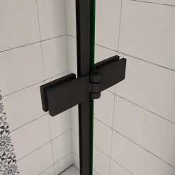AICA Sanitaire pare baignoire noir pivotante pliant 90x140cm,paroi fixée,5mm verre anticalcaire,noir mat en métal style et simplicité