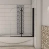 AICA Sanitaire pare baignoire noir pivotante pliant 100x140cm,paroi fixée,5mm verre anticalcaire,noir mat en métal style et simplicité