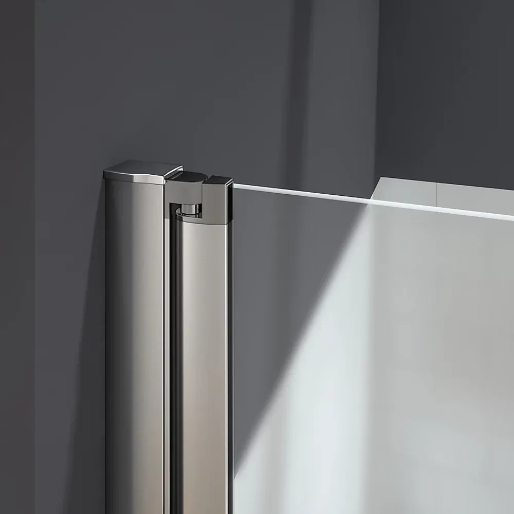 AICA Sanitaire Pare baignoire pivotant - 80 x 140 cm - Verre dépoli anticalcaire 5 mm - Profilé aluminium chromé - Installation à gauche