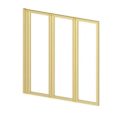 Aurlane Pare baignoire Pivotant 3 Volets Or Brossé - 125x143 cm - Verre Trempé 4 mm - ZAGGY GOLD