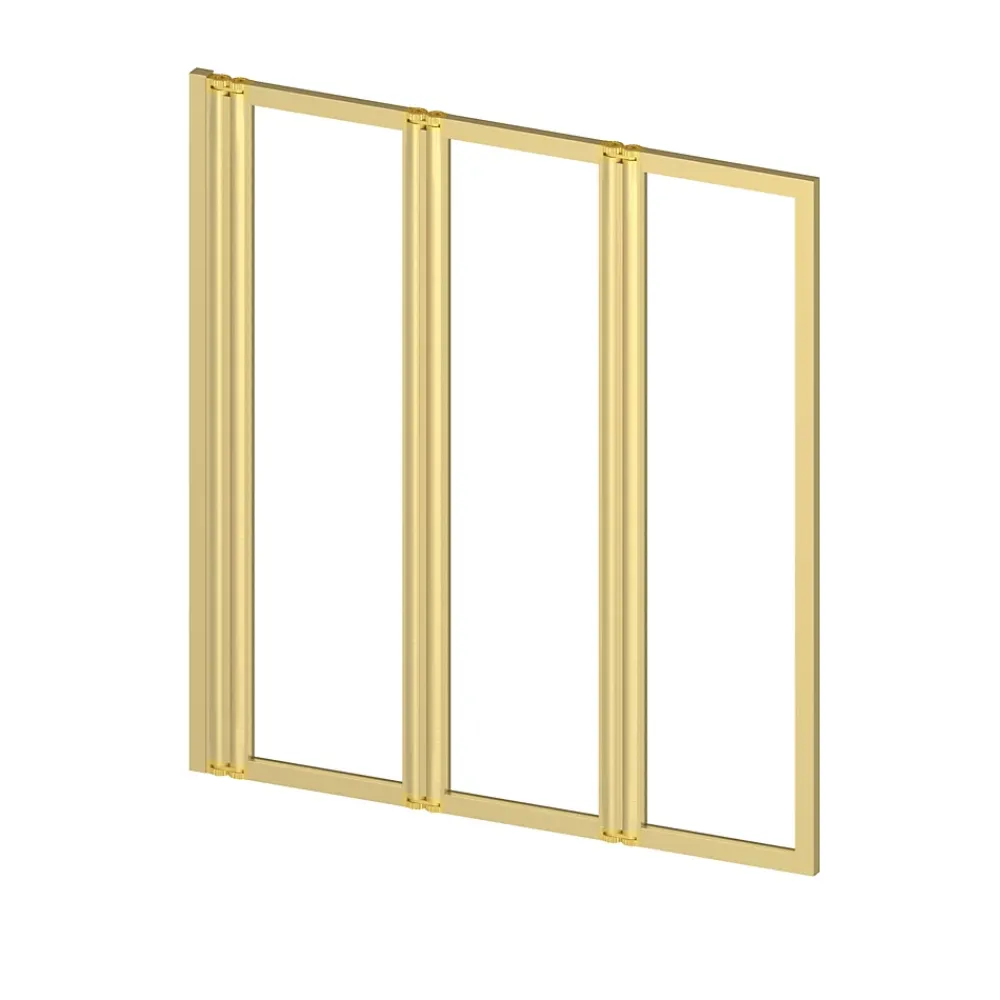 Aurlane Pare baignoire Pivotant 3 Volets Or Brossé - 125x143 cm - Verre Trempé 4 mm - ZAGGY GOLD