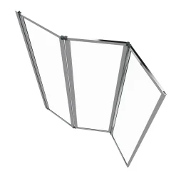 Aurlane Pare baignoire Pivotant 3 Volets Chrome - 125x143 cm - Verre Trempé 4 mm - ZAGGY CHROME