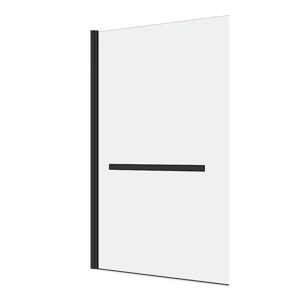 Pare-Baignoire|Aurlane Pare baignoire Pivotant avec Porte-Serviette 85x150cm - Profilé Noir - Verre 6mm - TSHAPE DARK