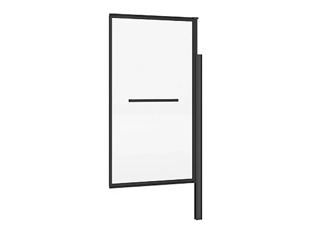 Pare-Baignoire|Vente-unique Pare baignoire pivotant et relevable avec porte serviette - Noir mat - 80 x 140 cm - VESLIRA