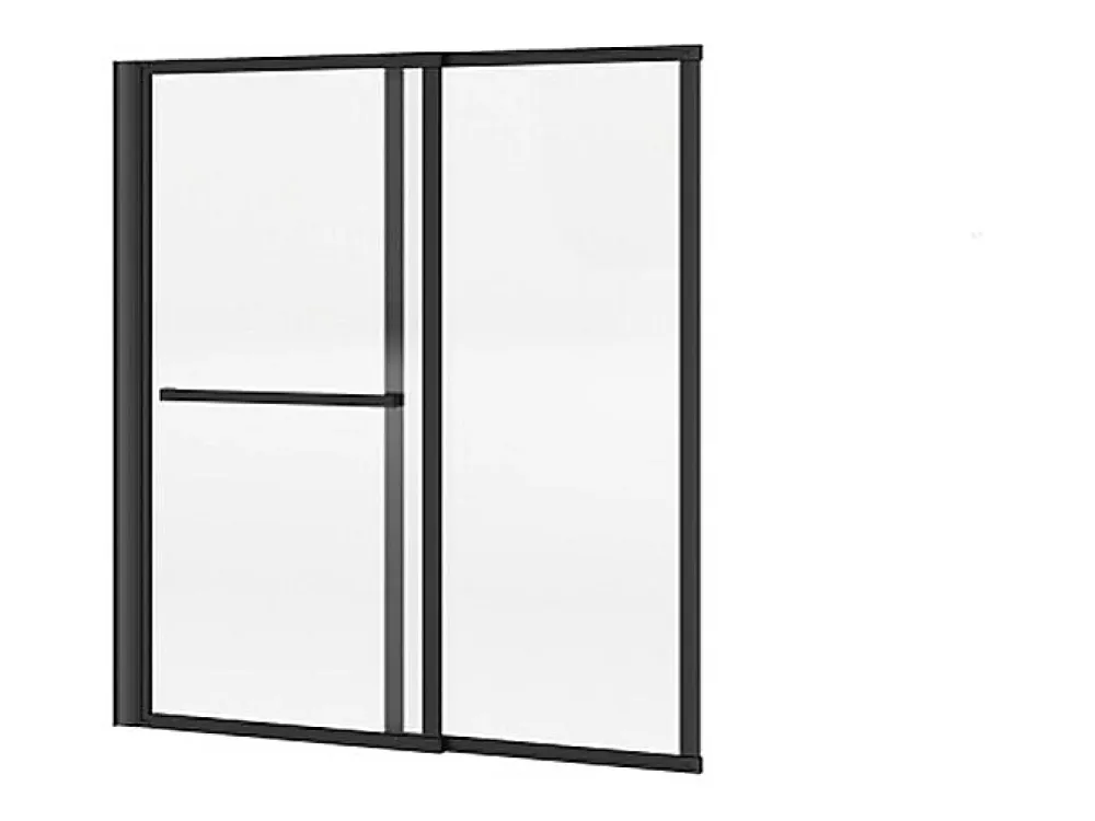 Pare-Baignoire|Vente-unique Pare baignoire pivotant et relevable avec porte serviette - Noir mat - 120 x 140 cm - VESLIRA