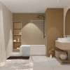 Pare-Baignoire|Galedo Pare baignoire pivotant l.80 x H.140 cm profilés effet bois, Art Déco