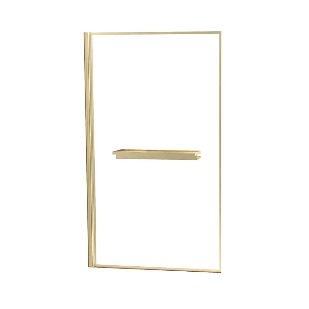 Pare-Baignoire|Galedo Pare baignoire pivotant l.80 x H.140 cm profilés doré brossé avec porte serviette et étagère, Edge