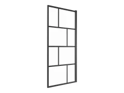 Pare-Baignoire|Vente-unique Pare baignoire pivotant style industriel - 70 x 140 cm - Noir mat - Verre - RIVANON