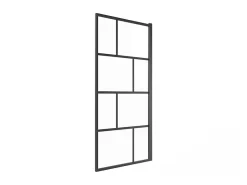 Pare-Baignoire|Vente-unique Pare baignoire pivotant style industriel - 70 x 140 cm - Noir mat - Verre - RIVANON