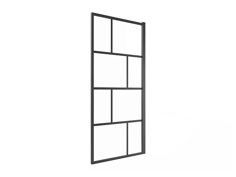 Pare-Baignoire|Vente-unique Pare baignoire pivotant style industriel - 70 x 140 cm - Noir mat - Verre - RIVANON