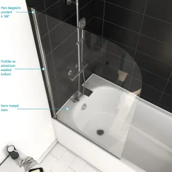 Pare-Baignoire|Aurlane Pare Baignoire Pivotant 130x75cm Profile Aluminium Chrome - VELA CHROME