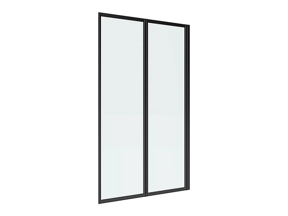 Vente-unique Pare baignoire pliant en métal style atelier - Noir mat - 80 x 140 cm - DISTRICT