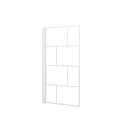 Aurlane Pare Baignoire Rabattable 75x125cm - Sérigraphie Briques Blanches - Verre Trempé 4mm