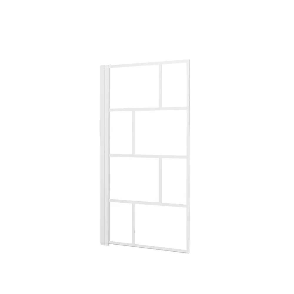 Aurlane Pare Baignoire Rabattable 75x125cm - Sérigraphie Briques Blanches - Verre Trempé 4mm