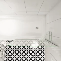 AICA Sanitaire pare baignoire 120x140cm paravent pivotant avec porte-serviette en inox et 2 étagères,5mm verre de sécurit,facile à pose
