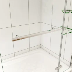 AICA Sanitaire pare baignoire 120x140cm paravent pivotant avec porte-serviette en inox et 2 étagères,5mm verre de sécurit,facile à pose