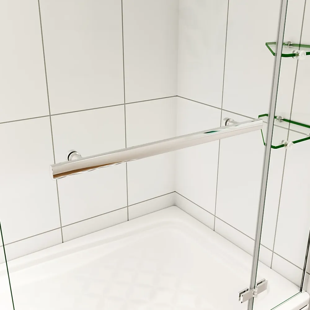 AICA Sanitaire pare baignoire 120x140cm paravent pivotant avec porte-serviette en inox et 2 étagères,5mm verre de sécurit,facile à pose
