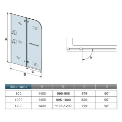 AICA Sanitaire pare baignoire 120x140cm paravent pivotant avec porte-serviette en inox et 2 étagères,5mm verre de sécurit,facile à pose