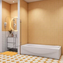 Pare-Baignoire|AICA Sanitaire pare baignoire 110x140cm,pivotant et repliable 180 degrés,5mm verre de sécurit,facile à nettoyer