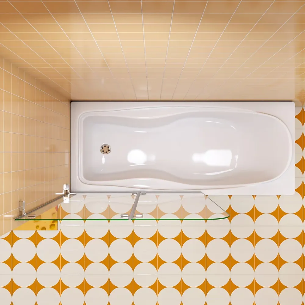 AICA Sanitaire pare baignoire 120x140cm,pivotant et repliable 180 degrés,5mm verre de sécurit,facile à nettoyer