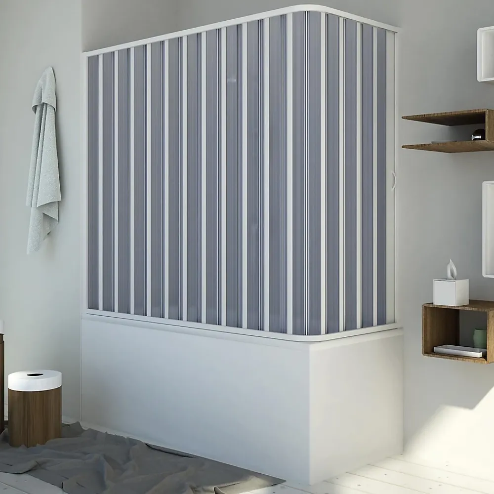 Pare-Baignoire|Forte Pare baignoire70x170 CM H150 en Plastique pvc modèle Santorini avec l'ouverture latérale