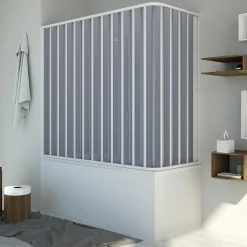 Pare-Baignoire|Forte Pare baignoire70x160 CM H150 en Plastique pvc modèle Santorini avec l'ouverture latérale