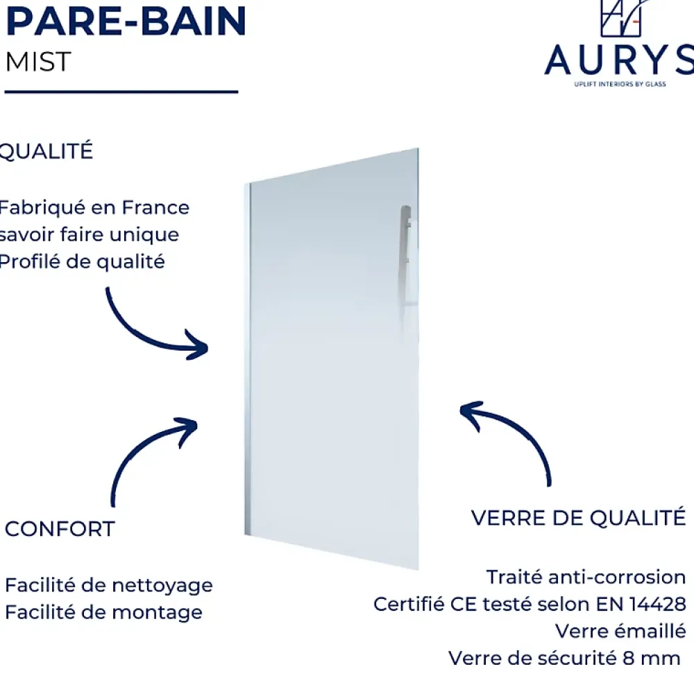 Aurys Pare Bain gauche Mist 1 chromée