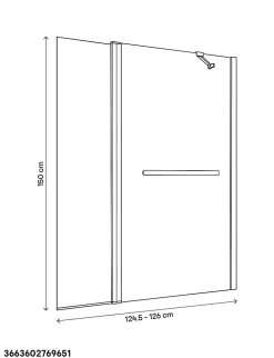 Pare-Baignoire|GoodHome Pare-baignoire 1 volet + retour verre transparent anticalcaire Nubia H. 150 x l. 124 cm