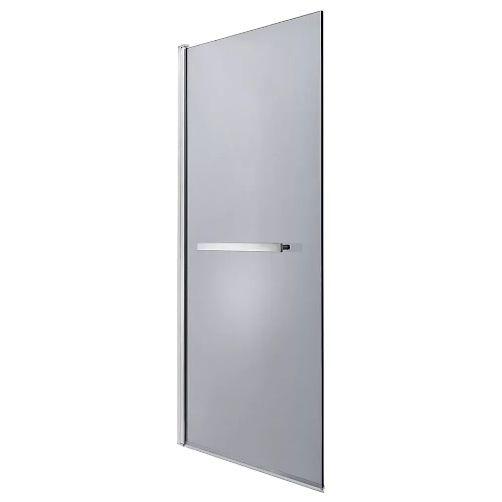GoodHome Pare-baignoire 1 volet verre gris fumé anticalcaire Nubia H. 150 x l. 95 cm