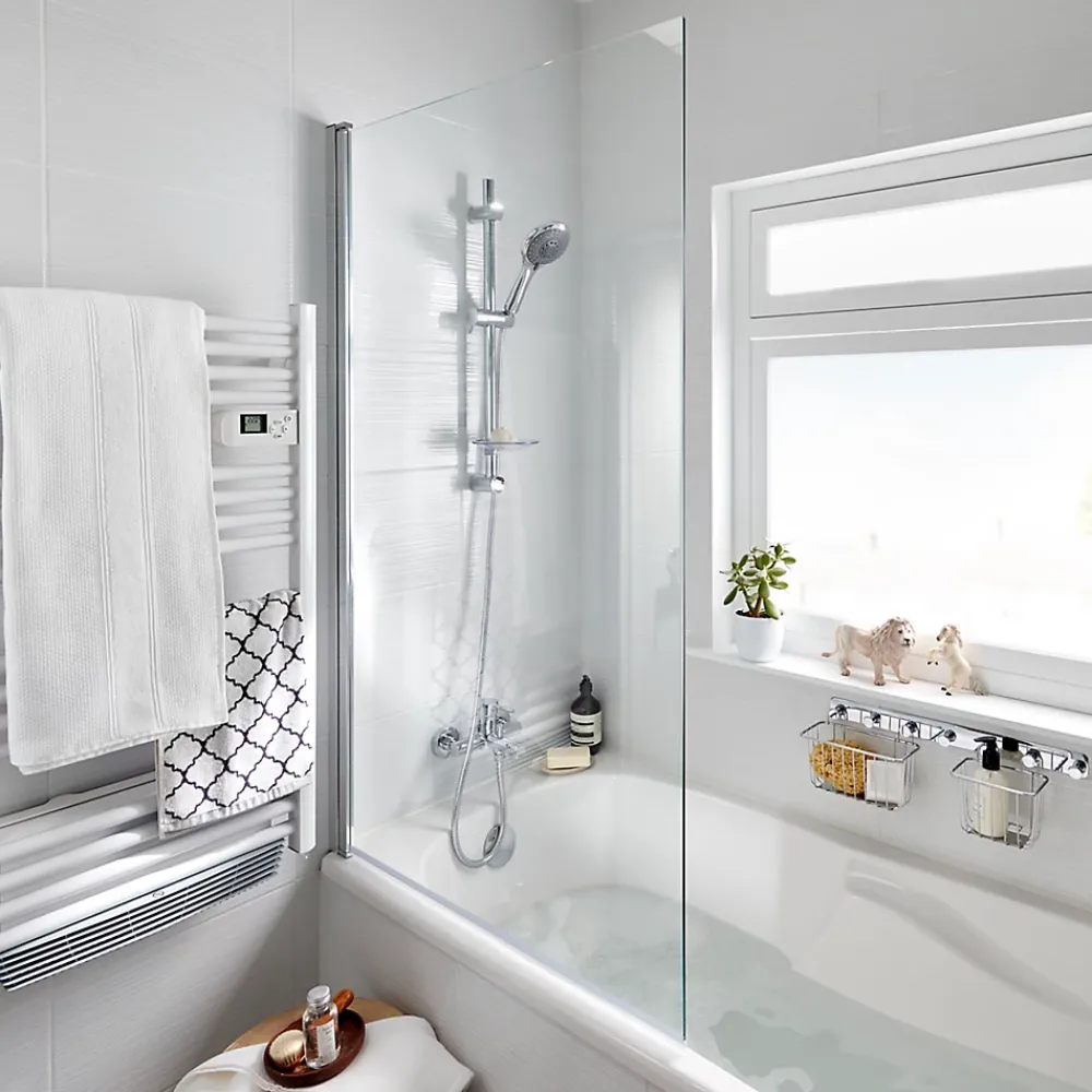 Pare-Baignoire|GoodHome Pare-baignoire 1 volet verre transparent anticalcaire Calera H. 140 x l. 85 cm