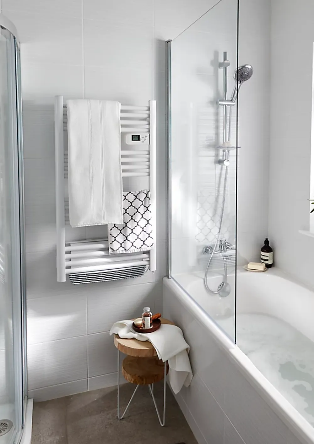 Pare-Baignoire|GoodHome Pare-baignoire 1 volet verre transparent anticalcaire Calera H. 140 x l. 85 cm