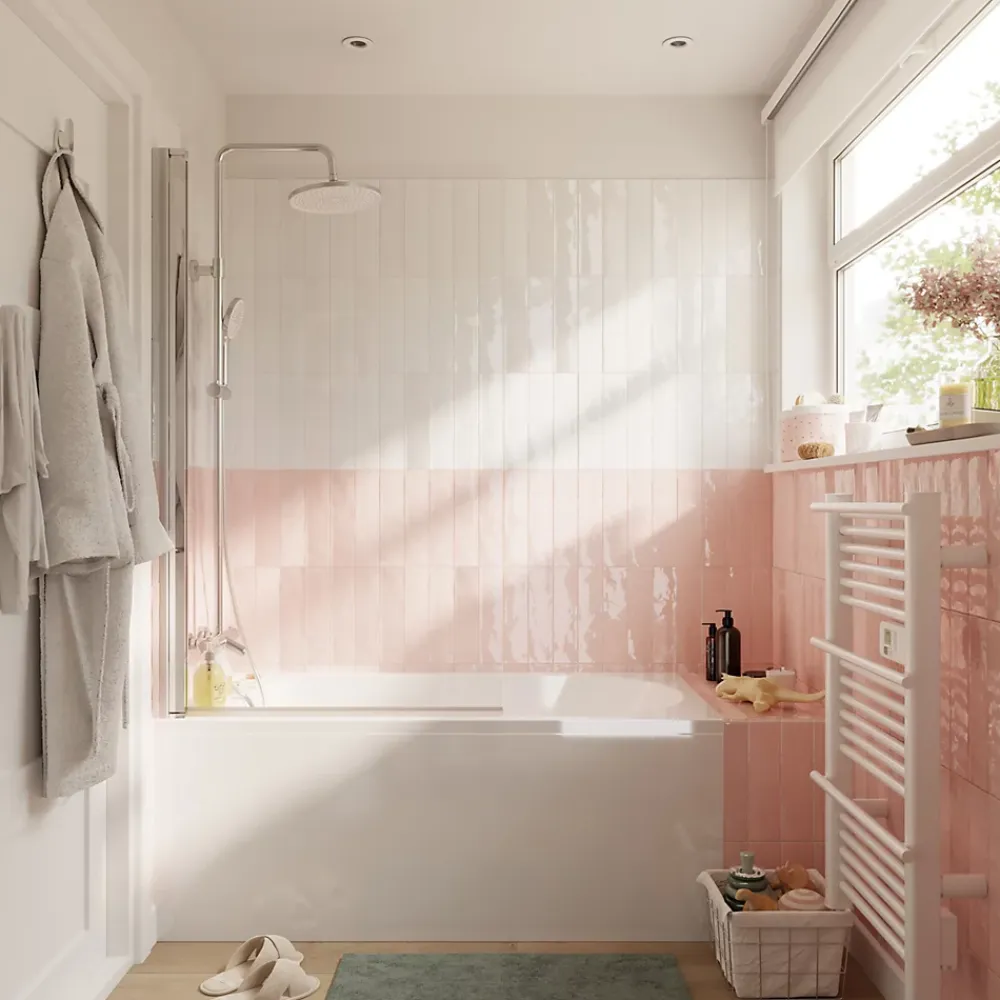 Pare-Baignoire|GoodHome Pare-baignoire 1 volet verre transparent anticalcaire Calera H. 140 x l. 85 cm