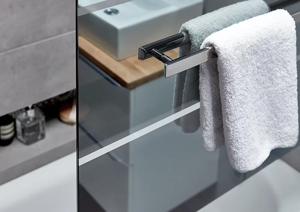 Pare-Baignoire|GoodHome Pare-baignoire 1 volet verre miroir anticalcaire Nubia H. 150 x l. 95 cm