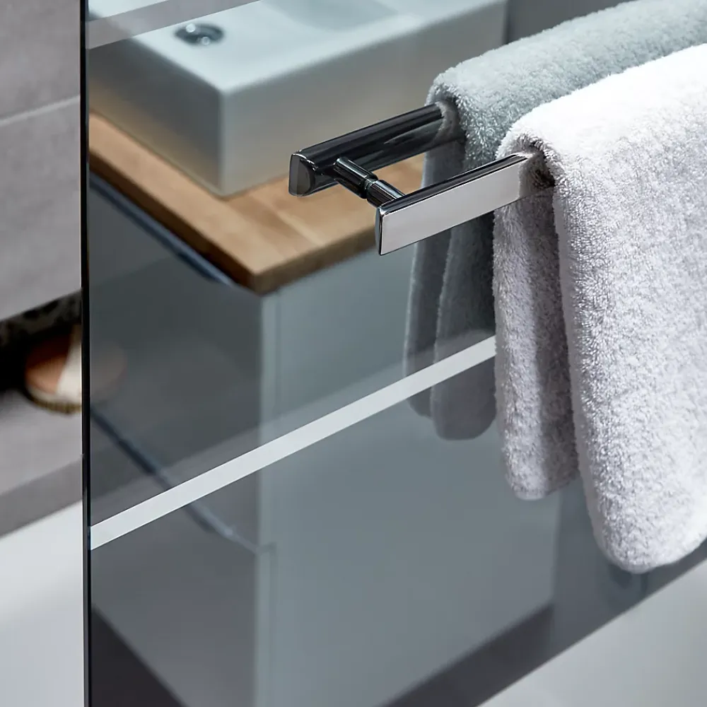 Pare-Baignoire|GoodHome Pare-baignoire 1 volet verre miroir anticalcaire Nubia H. 150 x l. 95 cm