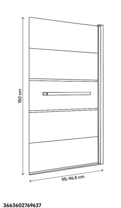 Pare-Baignoire|GoodHome Pare-baignoire 1 volet verre miroir anticalcaire Nubia H. 150 x l. 95 cm