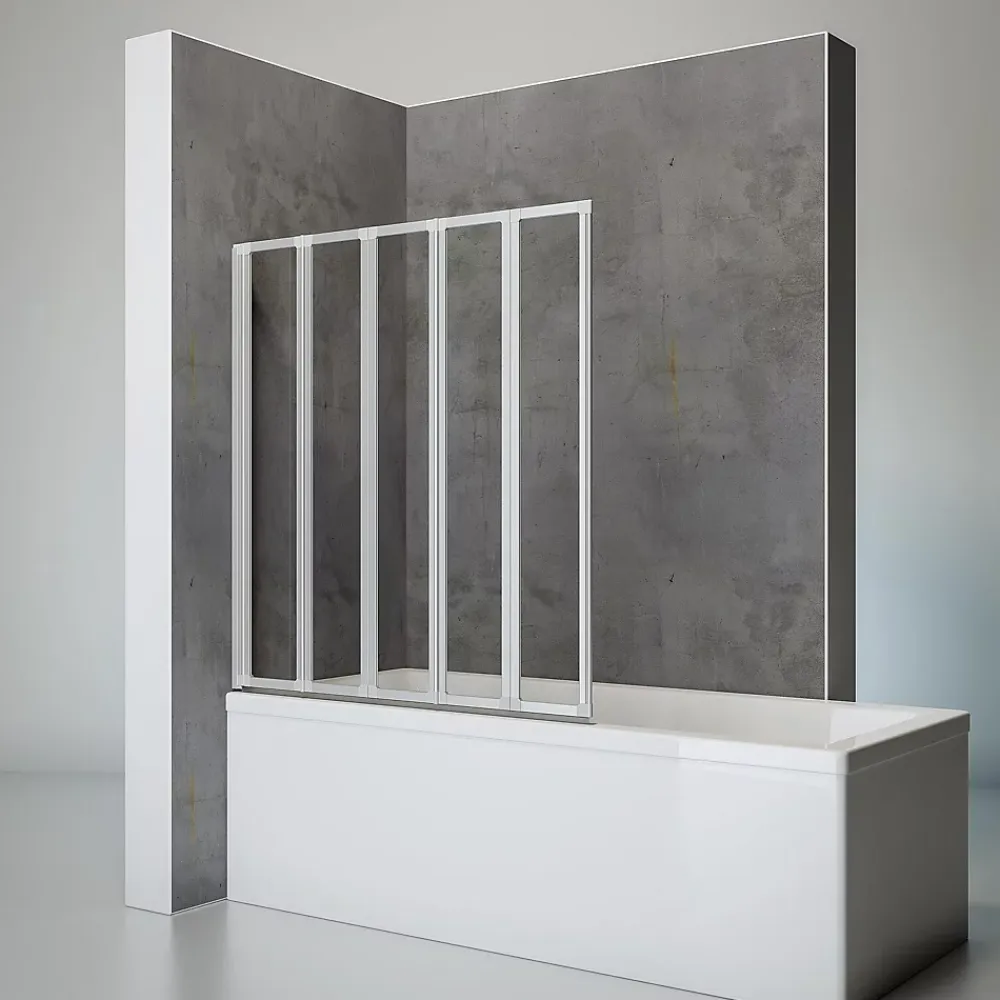 Pare-Baignoire|Schulte Pare-baignoire 5 volets 115 x 121 cm, verre transparent, profilé alu-argenté,