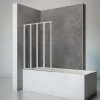 Schulte Pare-baignoire 4 volets 93 x 120 cm, verre transparent, profilé alu-argenté,