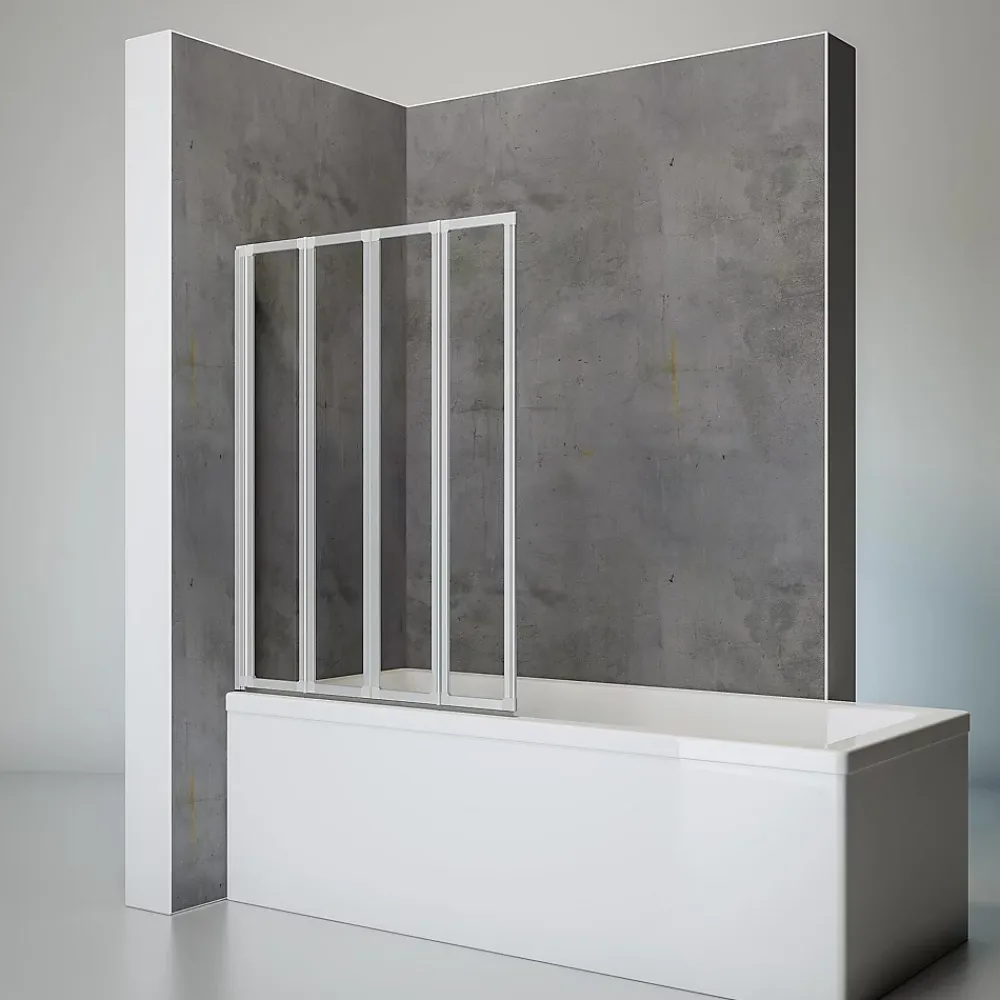 Schulte Pare-baignoire 4 volets 93 x 120 cm, verre transparent, profilé alu-argenté,