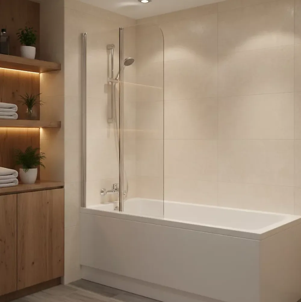 Pare-Baignoire|Allibert Pare-baignoire 2 volets pivotants design 80x140 cm aluminium chromé 5 mm - Kordo