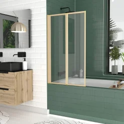 Pare-Baignoire|Galedo Pare-baignoire 2 volets pivotants 120 x 70 cm, profilés alu doré brossé, Duo