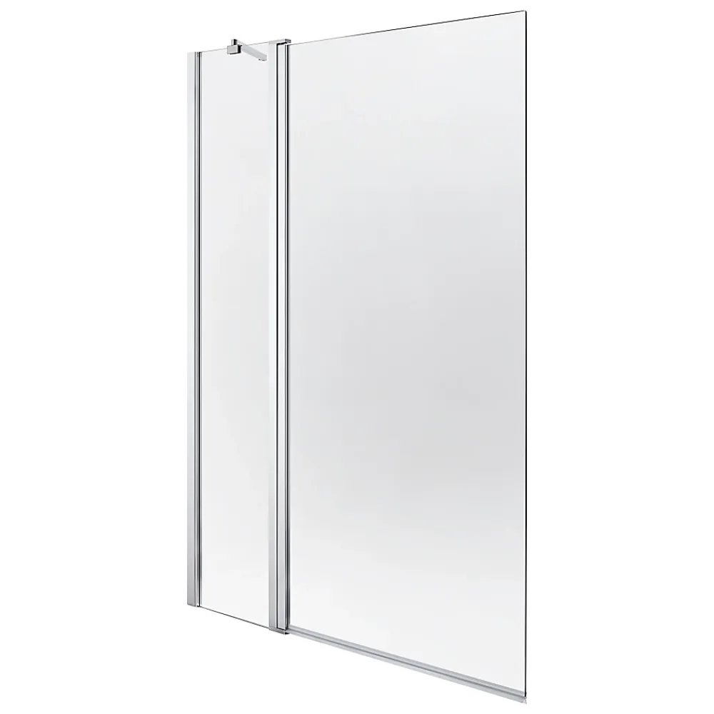 GoodHome Pare-baignoire 2 volets verre transparent profilé finition poli Calera H. 140 x l. 104 cm