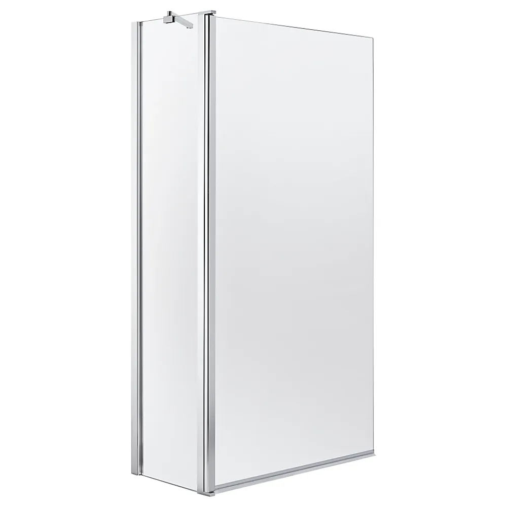 GoodHome Pare-baignoire 2 volets verre transparent profilé finition poli Calera H. 140 x l. 104 cm