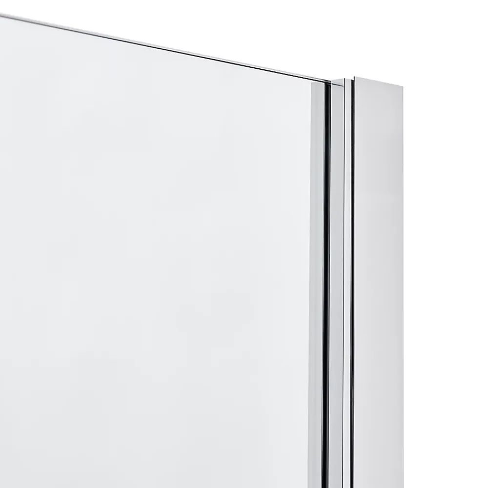 GoodHome Pare-baignoire 2 volets verre transparent profilé finition poli Calera H. 140 x l. 104 cm