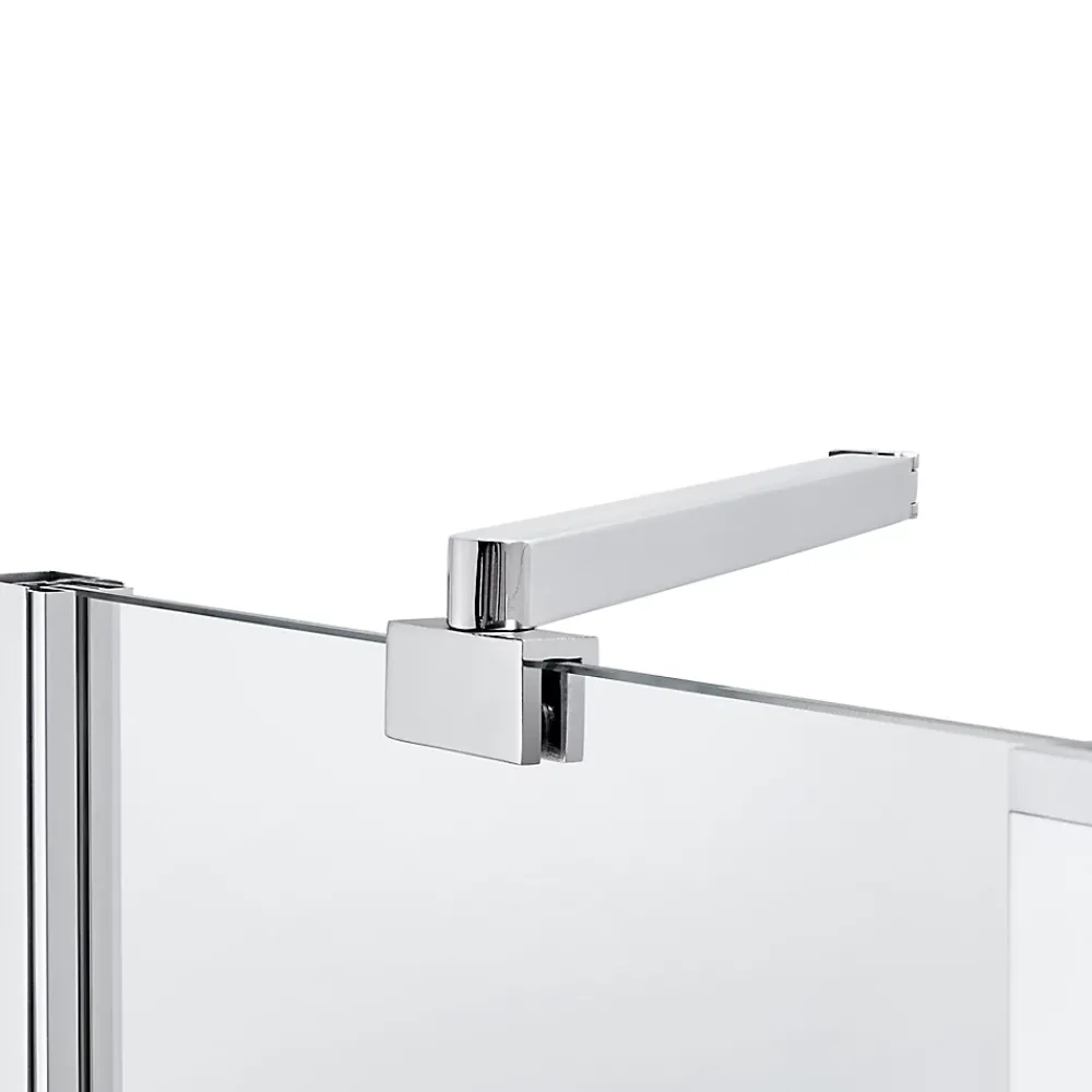 GoodHome Pare-baignoire 2 volets verre transparent profilé finition poli Calera H. 140 x l. 104 cm