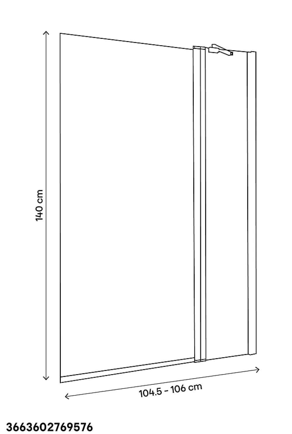 GoodHome Pare-baignoire 2 volets verre transparent profilé finition poli Calera H. 140 x l. 104 cm