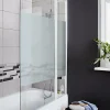 GoodHome Pare-baignoire 2 volets verre effet dépoli anticalcaire Calera H. 140 x l. 104 cm