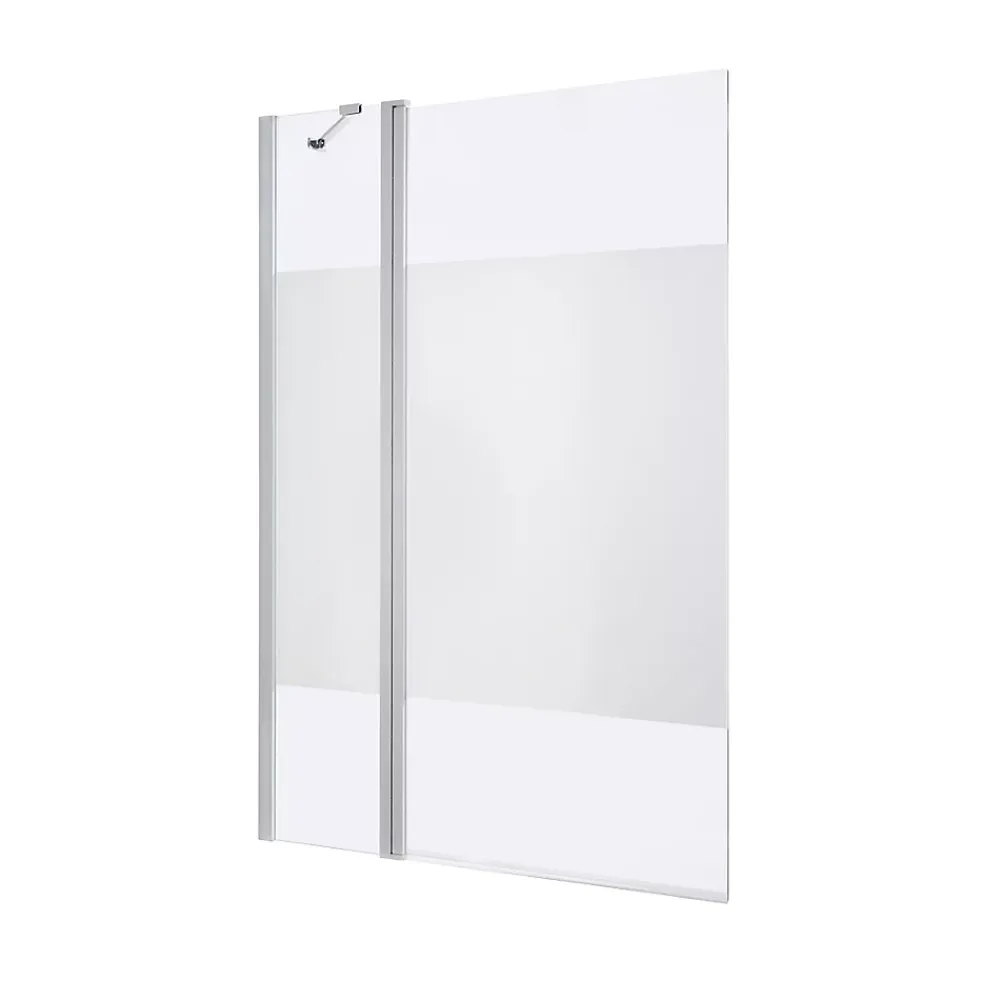 GoodHome Pare-baignoire 2 volets verre effet dépoli anticalcaire Calera H. 140 x l. 104 cm
